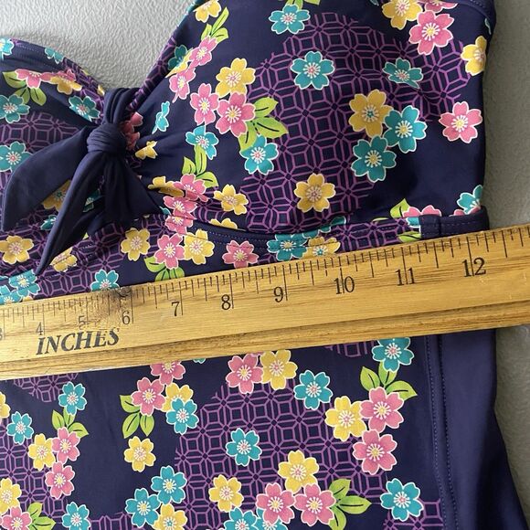 Tu Women’s Halter Swimsuit US 8 10 Floral Print Purple Padded Bust 12 UK - Picture 8 of 10